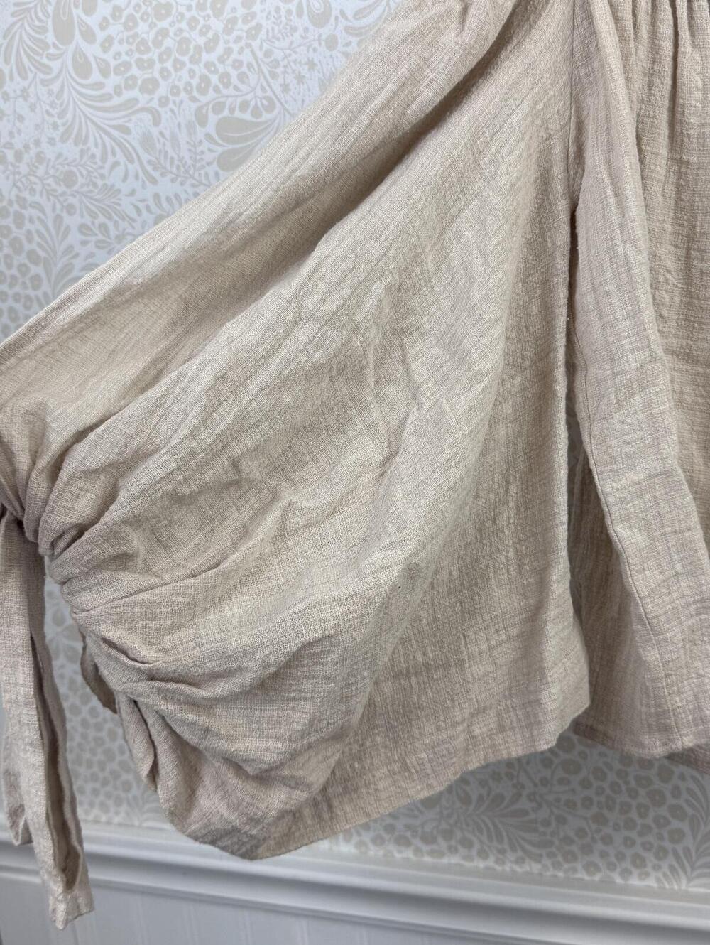 MISA Los Angeles Beige Gauze Peasant Smocked Blouse Top - Size - Small - Picture 7 of 8
